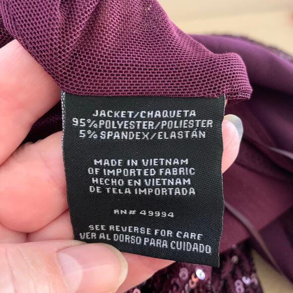 NEW R&M Richards Burgundy Wine Sequin Pant Suit Set Jacket Tank Pants Plus 18W - Picture 14 of 15